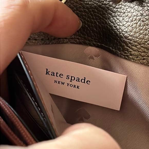 Brand New KATE SPADE Leather Eva Wallet Clutch Chain Shoulder Bag Ash Metallic - Picture 14 of 16
